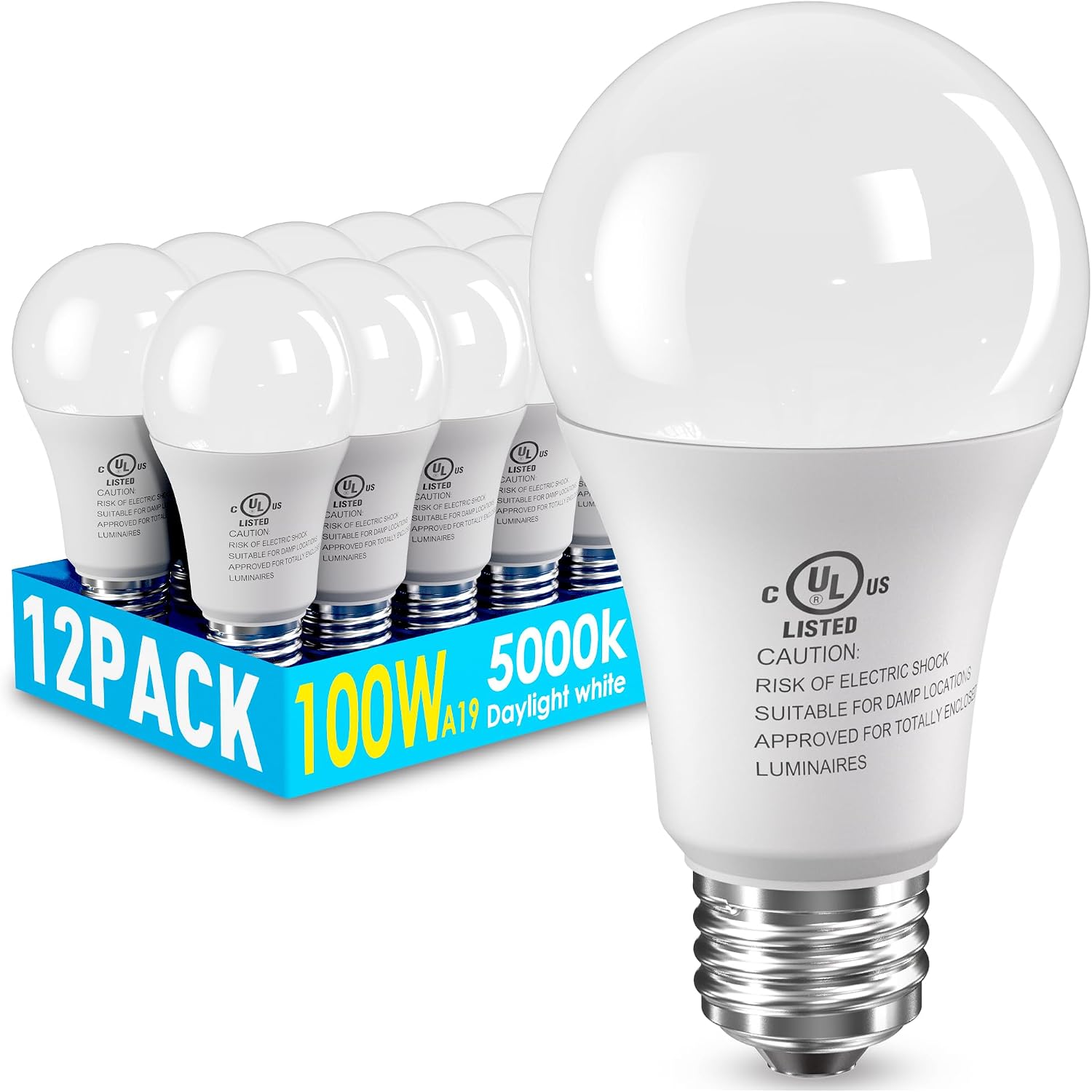 A19 LED Bulbs Daylight White 12-Pack