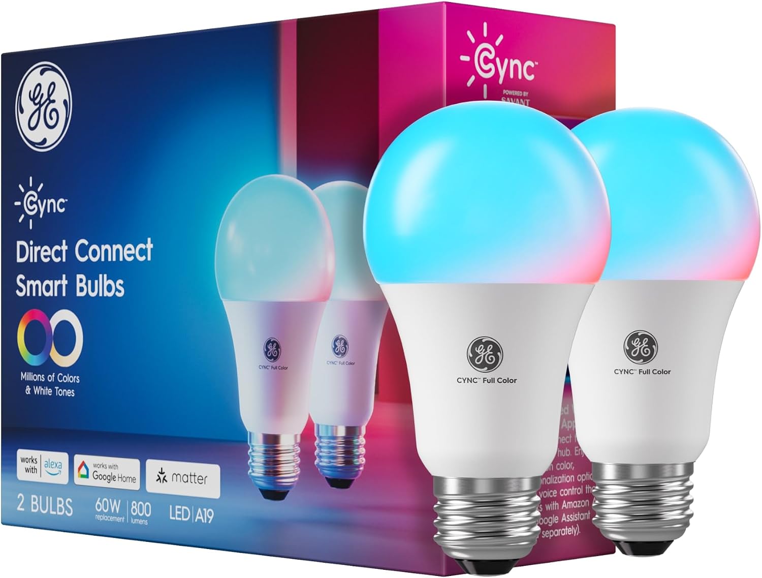 GE Cync A19 Full Color Smart Bulbs