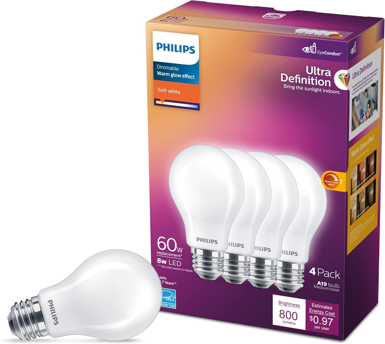 Philips A19 LED 4-Pack