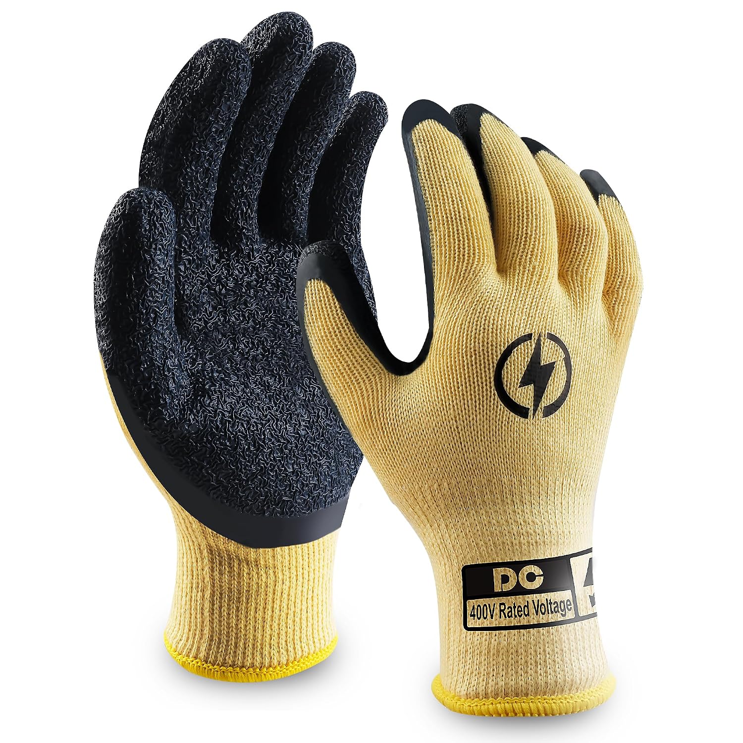 Yellow Black Safety Work Gloves