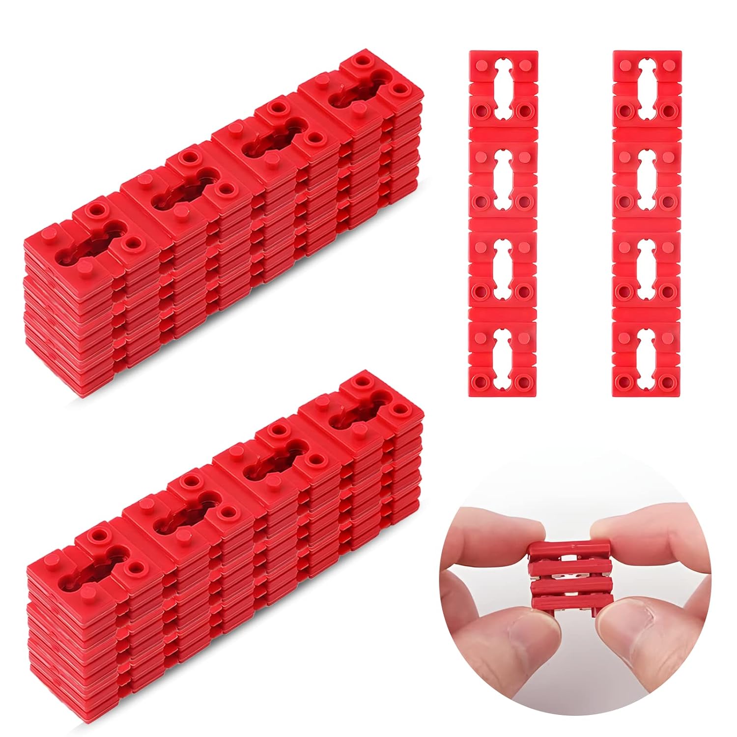Red Plastic Brick Cable Clips