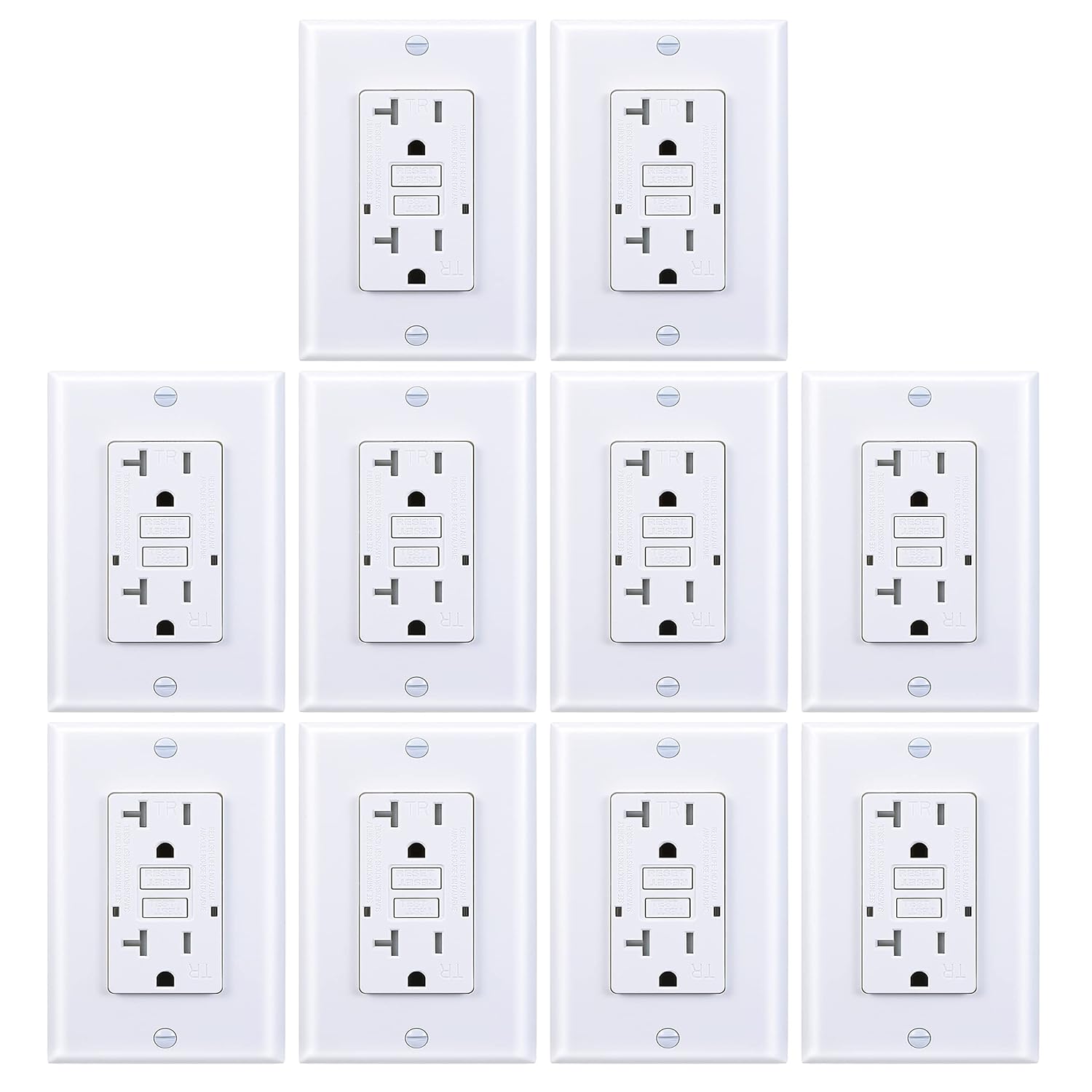 white GFCI duplex outlets 10 pack