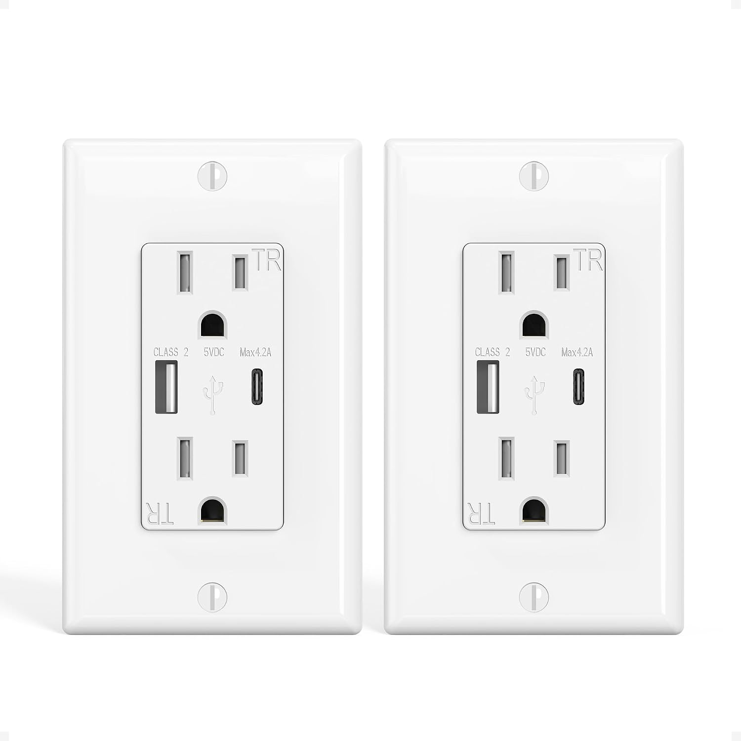 white USB-A C wall outlet