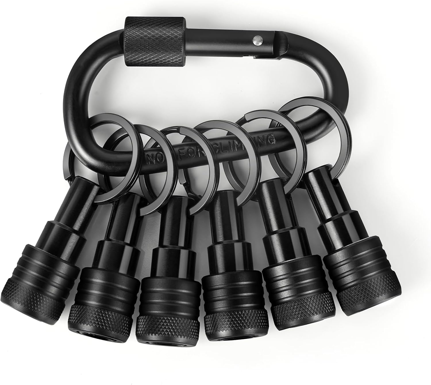 Black Carabiner Keychain 6 Rings